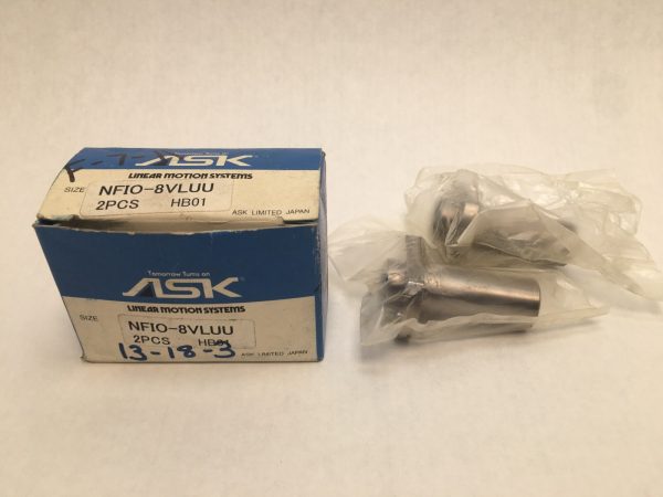 ASK NFIO8VLUU Needle Roller Bearing (Inner Ringless). Compact design with 8mm ID (on shaft) and 15mm OD. High radial load capacity, suitable for applications where the shaft serves as the raceway 2 pcs