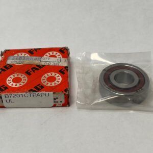 FAG B7201C.TPA.P4.UL Super Precision Angular Contact Ball Bearing. P4 accuracy, Phenolic Resin cage, and universal matchable (UL). Dimensions 12mm ID 32mm OD 10mm Width, ideal for high-speed machine tool spindles.