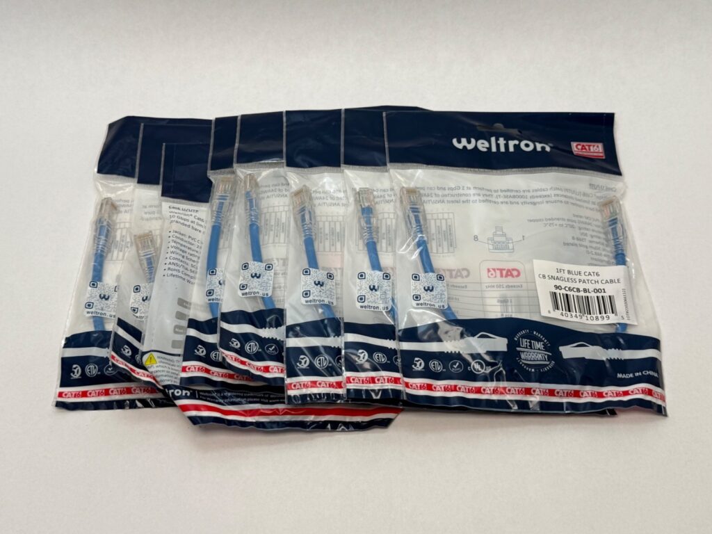 Weltron 90-C6CB-BL-001 1ft Blue Cat6 CB Snagless Patch Cable 90C6CBBL001 8 Pcs
