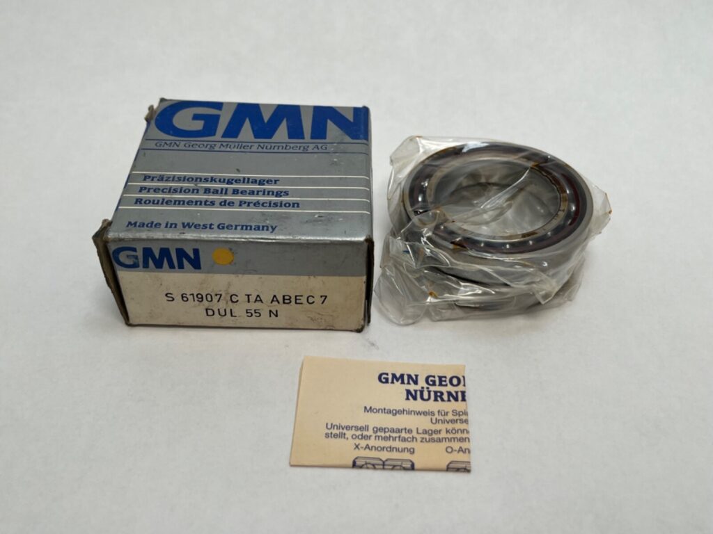 Angular Contact Ball Bearing – Straight Bore, 35 mm ID, 55 mm OD, 10 mm Width, Open, 15° Contact Angle, Light Preload.