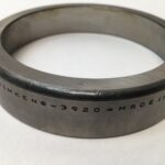 Timken 34366 Tapered Roller Bearing up. High-capacity component designed for combined radial and thrust loads. Features 4-7/16″ OD and 15/16″ Width, part of a heavy-duty set.