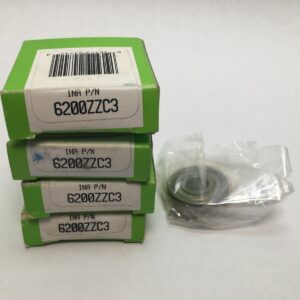 INA 6200ZZC3 Double Shield Deep Groove Ball Bearing. Features Double Shield and C3 internal clearance. Dimensions 10mm ID 30mm OD 9mm Width, pre-lubricated for electrical motor applications.