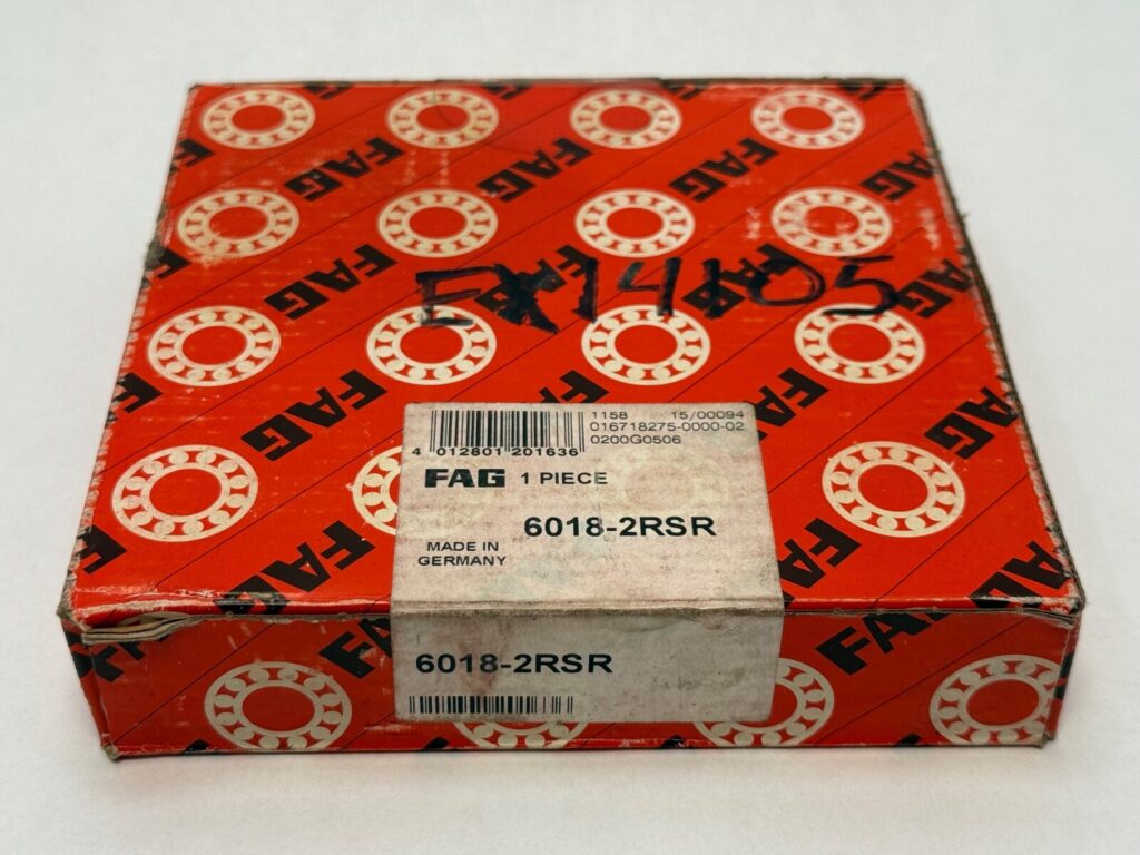 FAG 6018-2RSR Double Rubber Seal Deep Groove Ball Bearing. Large single row bearing with 90mm ID 140mm OD 24mm Width. Sealed and pre-greased for protection against contaminants and moisture.