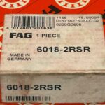 FAG 6018-2RSR Double Rubber Seal Deep Groove Ball Bearing. Large single row bearing with 90mm ID 140mm OD 24mm Width. Sealed and pre-greased for protection against contaminants and moisture.