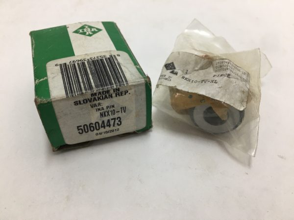 INA NKX10-TV Combined Needle Roller/Thrust Ball Bearing. Features a Polyamide cage (TV), 10mm ID. Handles high radial load via the needle component and moderate axial load in one direction via the ball component.