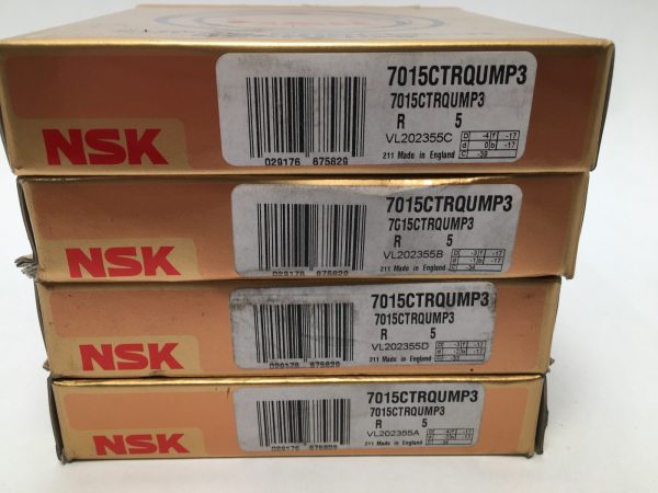 NSK 7015CTRQUMP3 Bearing 75x115x20 mm 7015-CTR-QUM-P3 ABEC5 England 4 Pcs