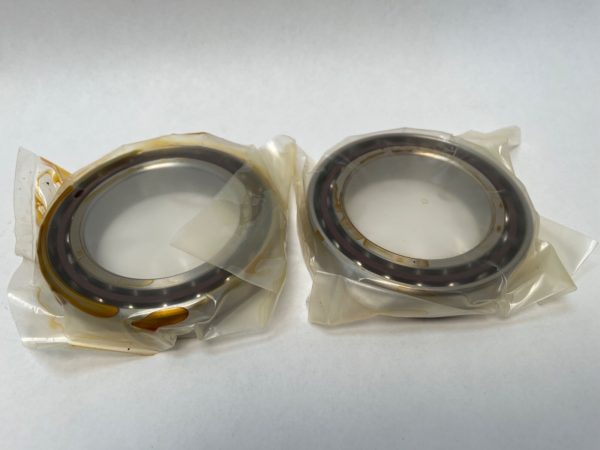 Angular contact bearings – 65 mm ID, 100 mm OD, 18 mm Width, Open, 15°, Light preload.