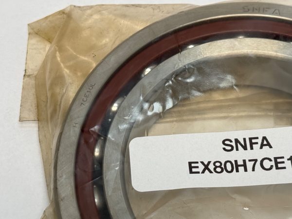 Angular contact bearing – 80 mm ID, 125 mm OD, 22 mm Width, Open, 15°, Light preload.