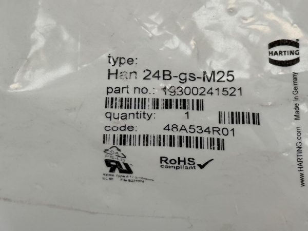 Harting 19300241521 Connector Hood HAN 24B-GS-M25