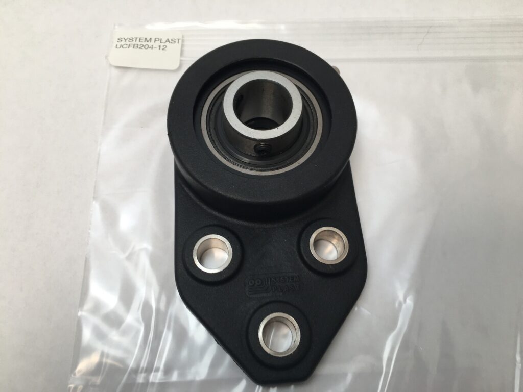 Flange Mount Bearing – 3 Bolt Bracket, 3/4 in Bore, Polymer Housing, Standard Duty.