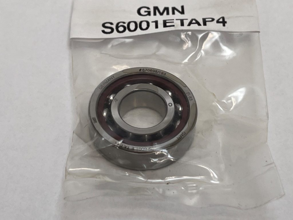 GMN S6001ETAP4 Precision Spindle Bearing (12mm ID, 28mm OD, 8mm Width). P4 accuracy and 15° contact angle for US high-speed machine tools.