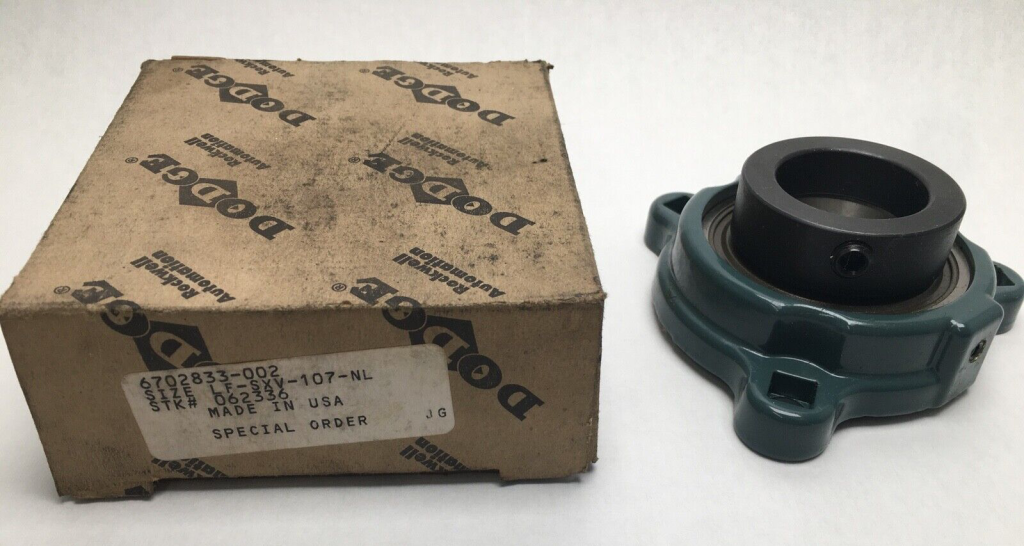 Flange Mount Bearing - 3 Bolt, 1-7/16 in Bore, Cast Iron Housing, Intermediate Duty, Eccentric Collar Locking.