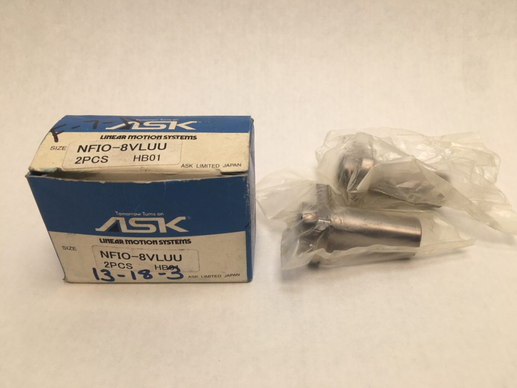 ASK NFIO8VLUU Needle Roller Bearing (Inner Ringless). Compact design with 8mm ID (on shaft) and 15mm OD. High radial load capacity, suitable for applications where the shaft serves as the raceway 2 pcs