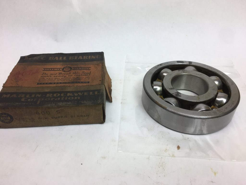 MRC 409S Single Row Deep Groove Ball Bearing. 45mm ID 120mm OD 29mm Width. S-Type (Conrad). High capacity design for heavy radial loads. Made in USA.