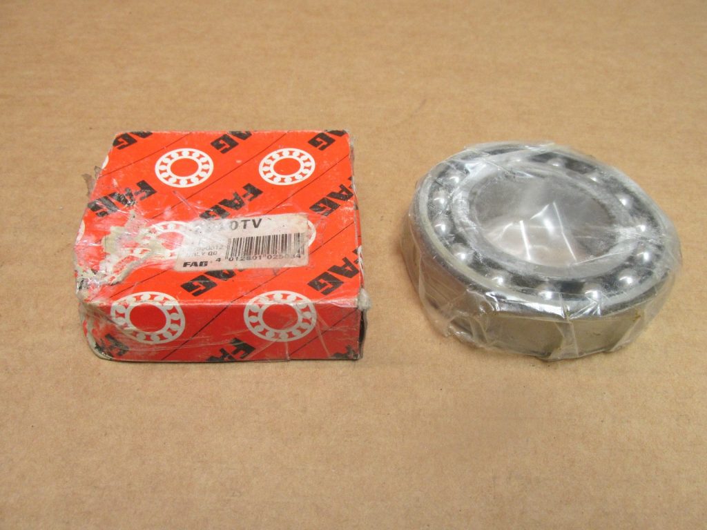FAG 2210TV Self-Aligning Ball Bearing. 50mm ID 90mm OD 23mm Width. Polyamide cage (TV) for quiet operation. Accommodates shaft misalignment.