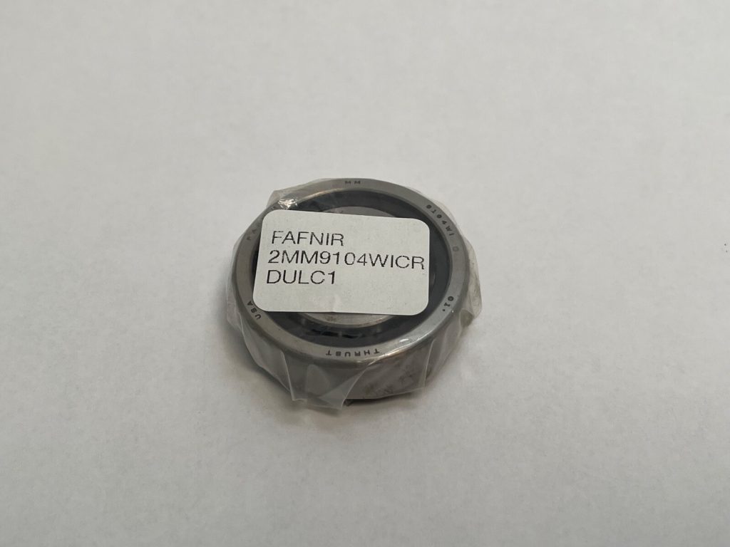 Fafnir 2MM9104WI-DUL Super Precision Bearing 20x42x12mm. ABEC 7/P4 angular contact, 15° angle. Universal flush ground for duplex mounting.
