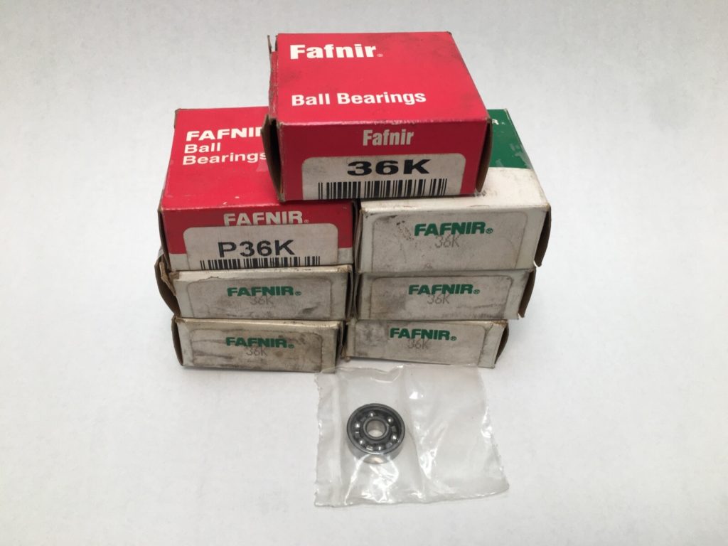 Fafnir 36K Open Deep Groove Ball Bearing. General-purpose single row bearing. Features 17mm ID 40mm OD 12mm Width, with a 9.5 kN dynamic load rating. Note: Interchange for 6203.