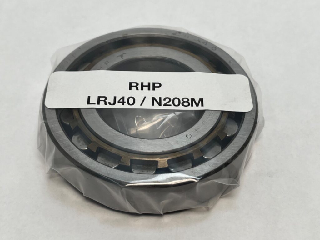 RHP N208M Cylindrical Roller Bearing 40x80x18mm. Machined brass cage (M) for high vibration/speed. High radial load capacity. Separable outer ring.