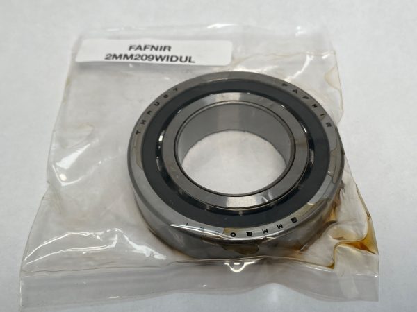 Fafnir 2MM209WIDUL angular contact ball bearing, open design, sealed in plastic packaging with label