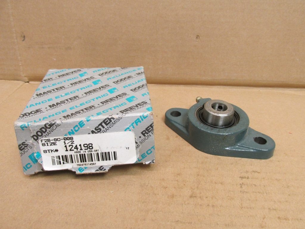 Flange Mount Bearing - 2 Bolt, 1/2 in Bore, Cast Iron Housing, Standard Duty.