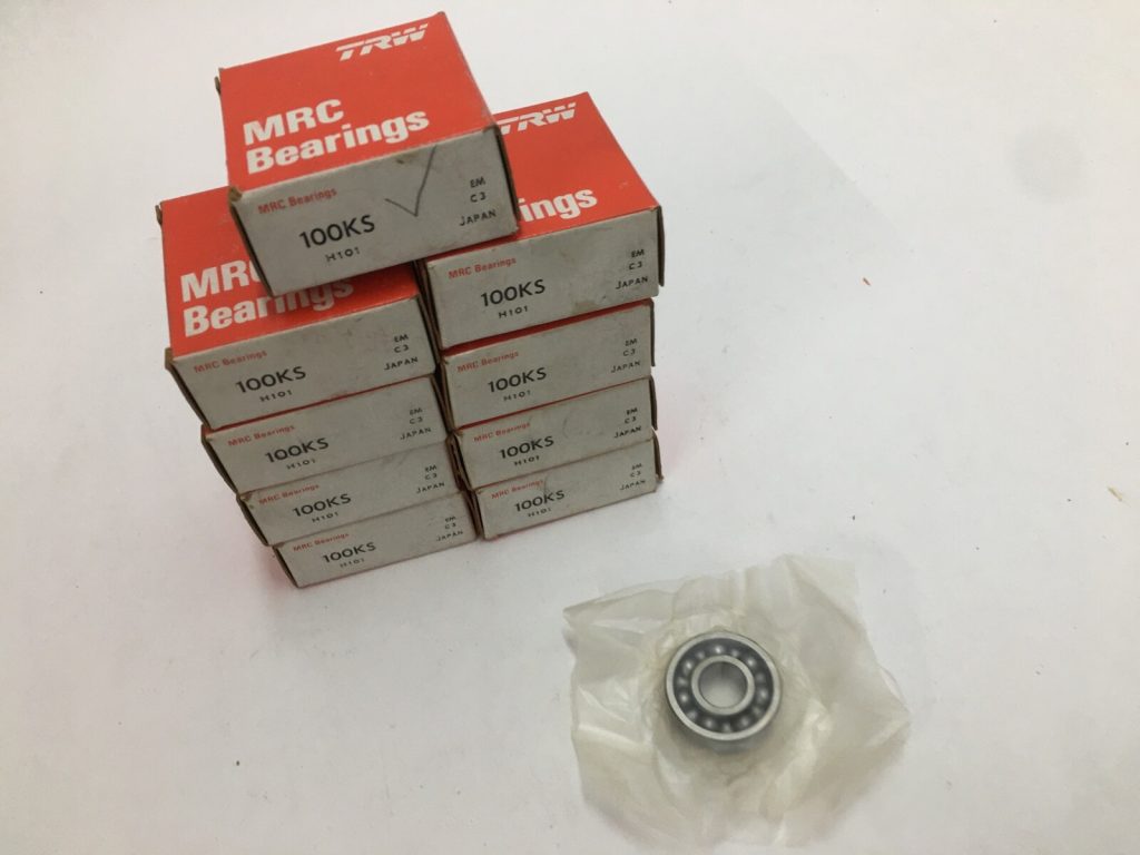 MRC 100KS Deep Groove Ball Bearing 10x26x8mm. Shielded version, commonly found in small motors and instrument assemblies. Equivalent to 6000Z 9 pcs