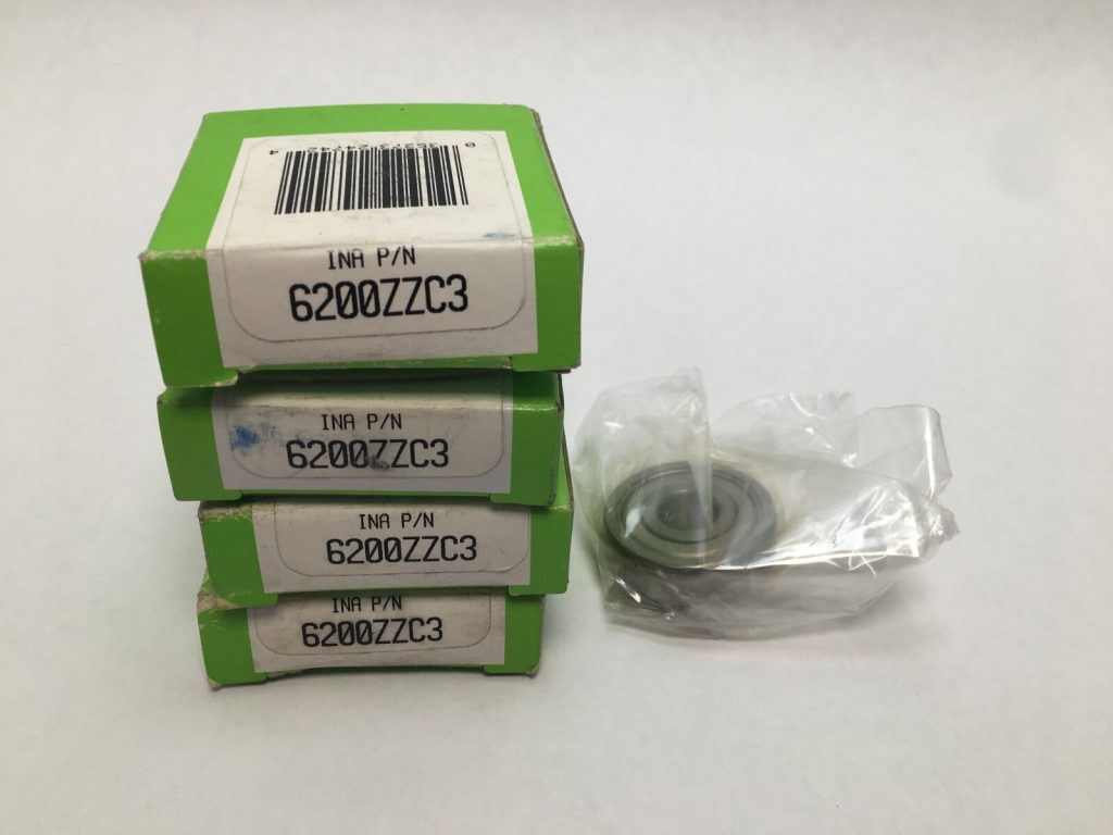 INA 6200ZZC3 Double Shield Deep Groove Ball Bearing. Features Double Shield and C3 internal clearance. Dimensions 10mm ID 30mm OD 9mm Width, pre-lubricated for electrical motor applications 4 pcs