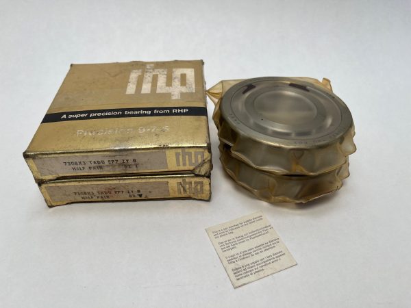 RHP 7308ETDULP4 angular contact ball bearings in plastic wrap beside original RHP boxes