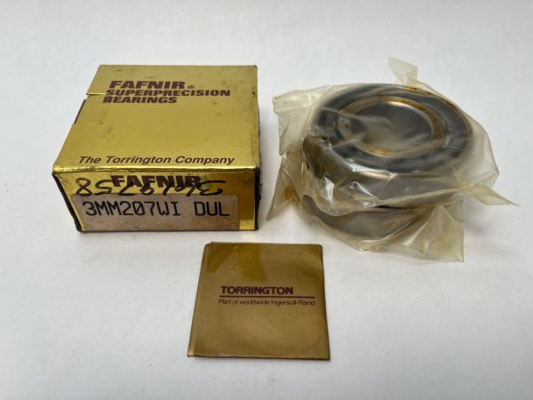 Fafnir Superprecision bearing box next to packaged 3MM207WI DUL bearing