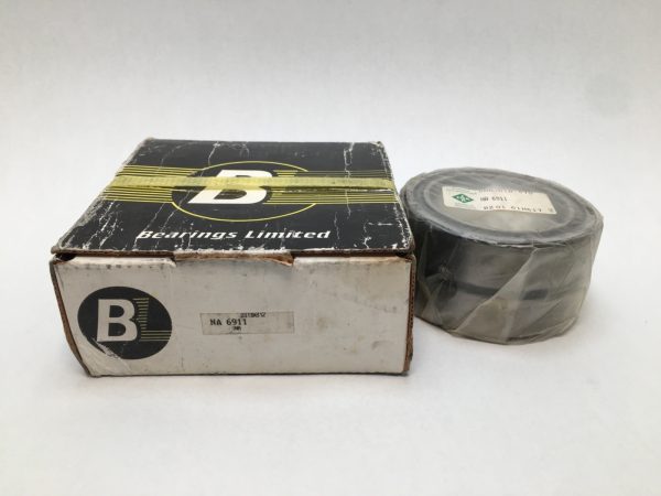 INA NA6911 needle roller bearing in plastic wrap next to its Bearings Limited box
