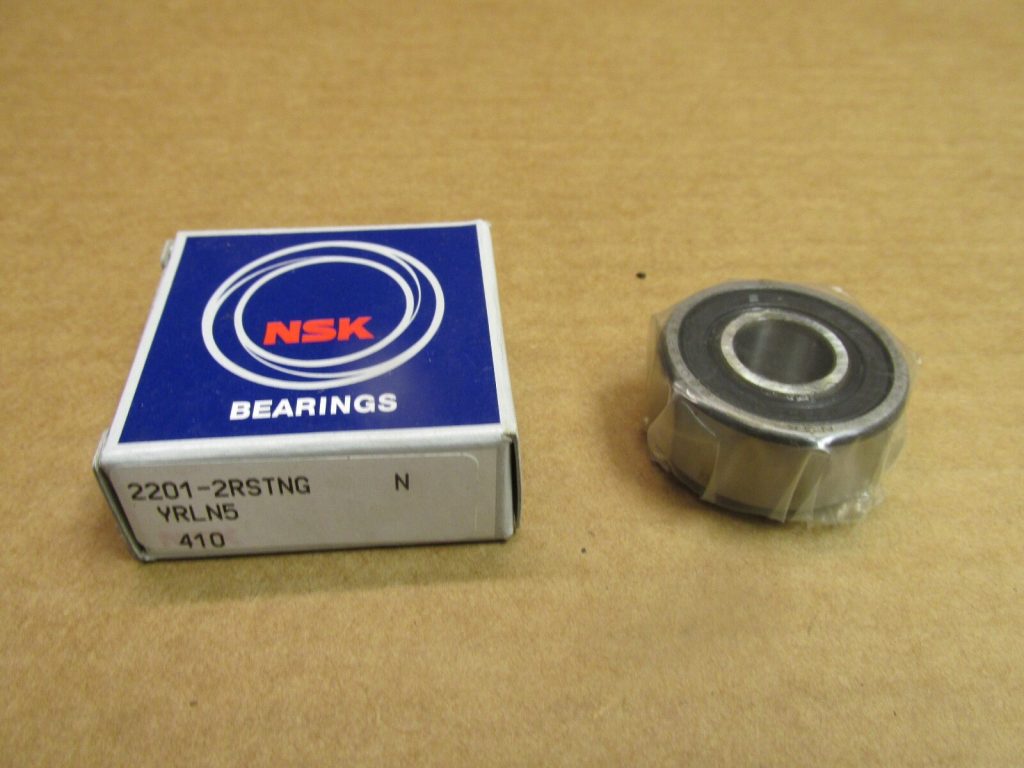 NSK 2201-2RSTNG Self-Aligning Ball Bearing. 12mm ID 32mm OD 14mm Width. Double sealed (2RS). Polyamide cage (TNG). Maintenance free.