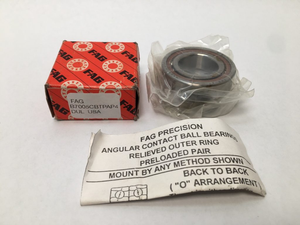 Angular Contact Ball Bearing - Straight Bore, 25 mm ID, 47 mm OD, 12 mm Width, Open, 15° Contact Angle, Light Preload.