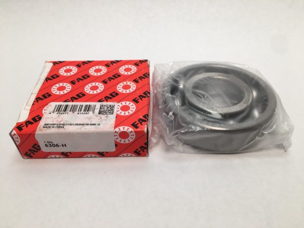 FAG 6306-H open ball bearing, 30x72x19 mm, shown next to its retail box