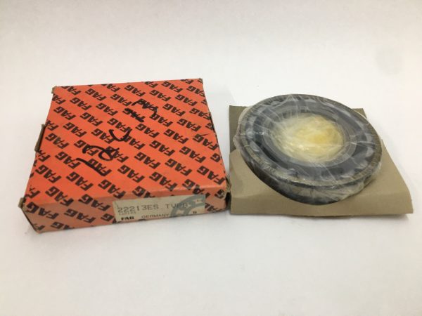 FAG 22213ESTVPB spherical roller bearing next to its orange FAG packaging box
