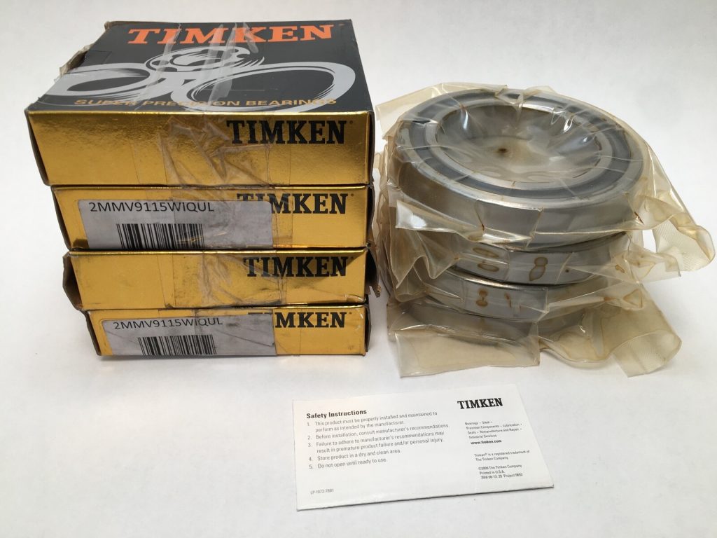 Angular Contact Ball Bearing - 75 mm ID, 115 mm OD, 20 mm Width, Open, 15° Contact Angle, Quadruplex, Light Preload.
