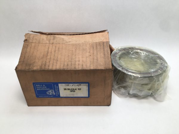 Fafnir 2MM/3MM9120WI-TUL angular contact ball bearing, grease-coated, next to its labeled cardboard box