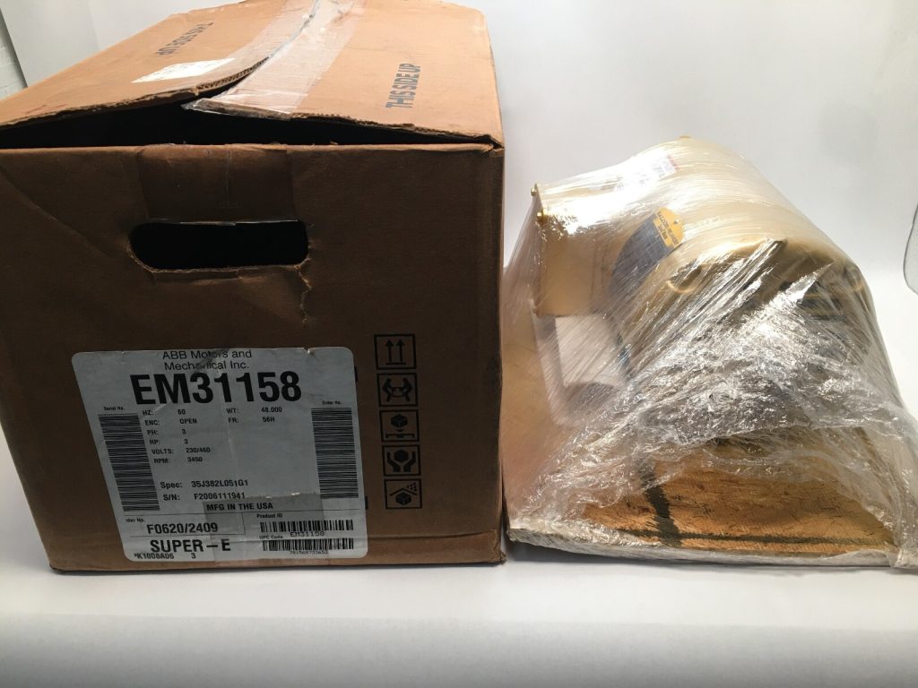 Baldor/Dodge EM31158 Electric Motor 3PH 230/460V 7.6/3.8A 3HP RPM-3450 56H USA