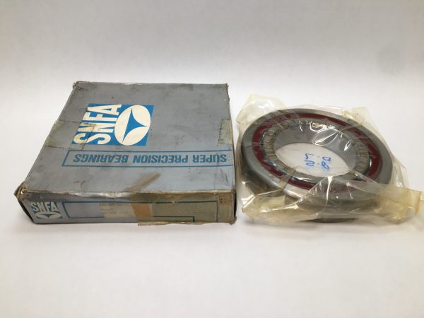 SNFA E200/100-7CE1UL angular contact ball bearing in plastic wrap next to its SNFA super precision bearings box