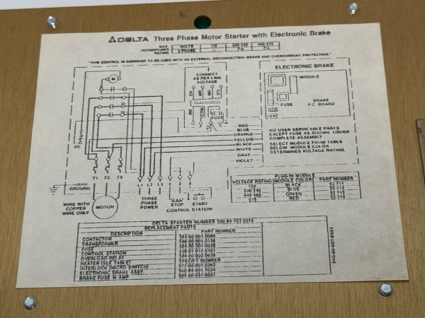 Delta 500-84-103-0373 Motor Starter 500841030373 3 Phase w/ Electronic Brake