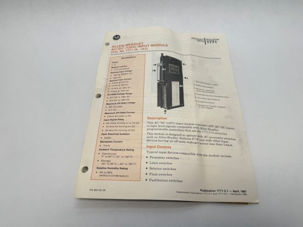 Allen-Bradley 1771-IA PLC Processor Module 1771IA Series B 120V DC/AC