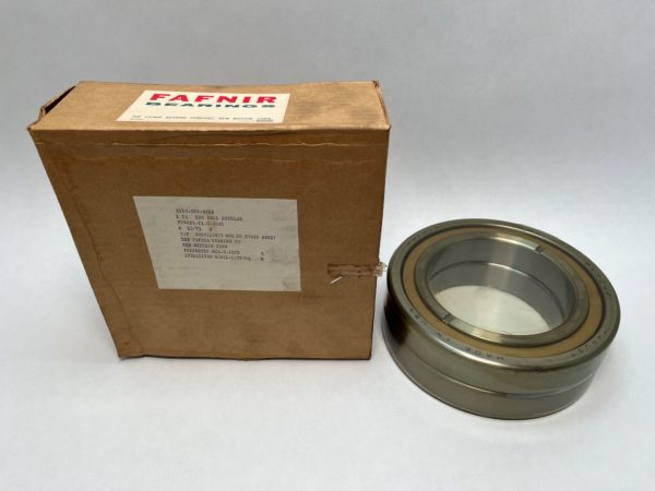 Fafnir 3MM9122WI-2 angular contact ball bearing next to its original labeled cardboard box