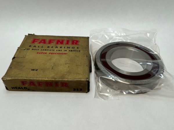 Fafnir MM213WICR 7213 bearing in plastic wrap next to its original Fafnir ball bearings box