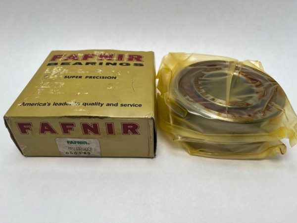 Fafnir MM115XWOCRDU bearing in plastic wrap beside its original Fafnir Bearings super precision box