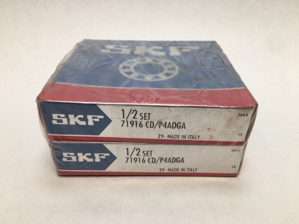 Two stacked SKF 71916 CD/P4ADGA angular contact bearing boxes, 1/2 set, made in Italy
