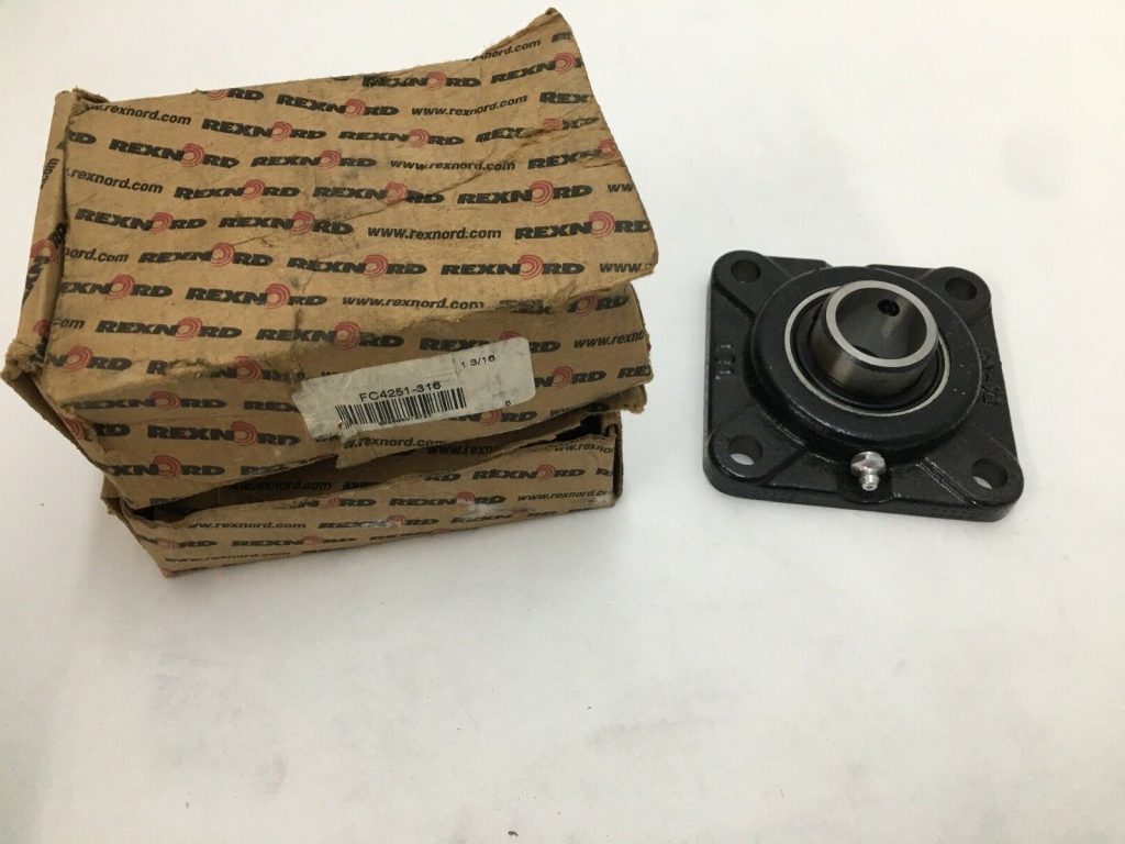 Rexnord FC4251-316 4-Bolt Flange Cartridge Bearing 1-3/16 in Bore. Heavy duty cast iron housing. Set screw locking. Ideal for industrial machinery 2 pcs
