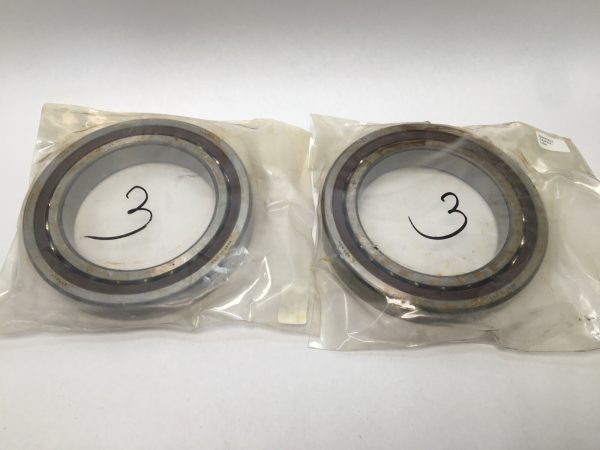 Two Barden 124HDL angular contact bearings, 120mm bore, each marked '3', in individual plastic bags