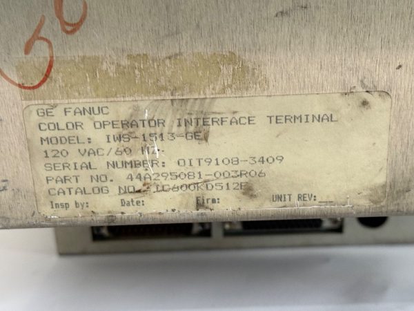 Fanuc 44A295081-003R06 Color Operator Interface Terminal IWS-1513-GE