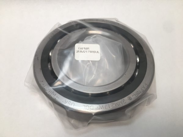 Fafnir 2MM217WI-SUL angular contact ball bearing, shrink-wrapped, with label showing part number