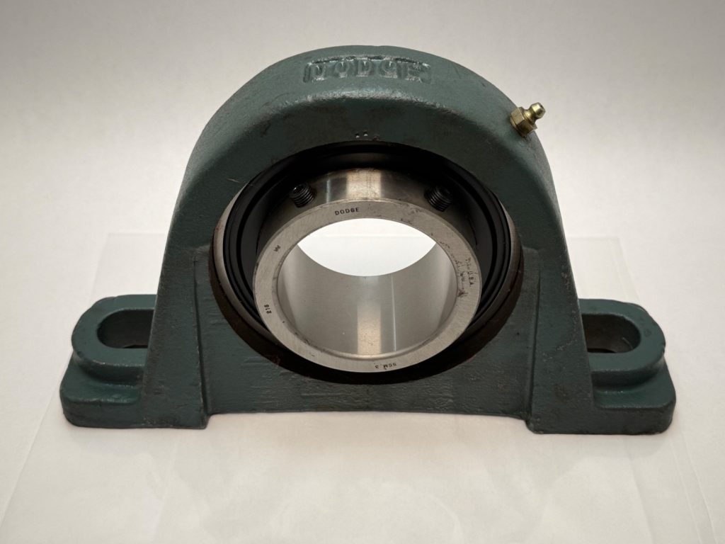 Two-Bolt Pillow Block Ball Bearing, 3 in Bore, Cast Iron, Setscrew Locking, Medium Duty, Relubricatable
