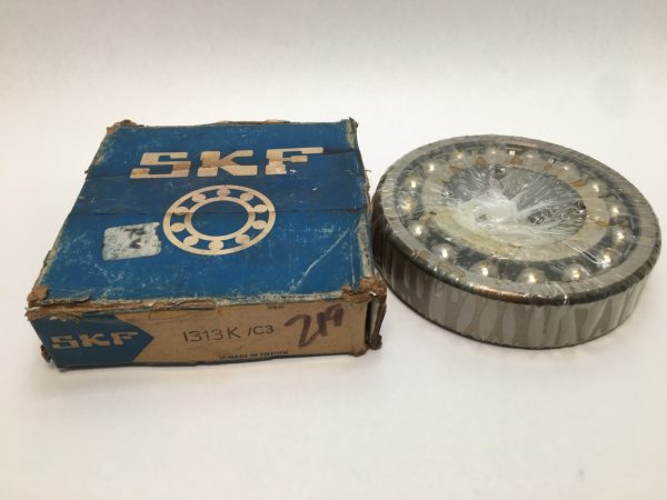 SKF 1313K/C3 self-aligning ball bearing next to its original SKF cardboard box