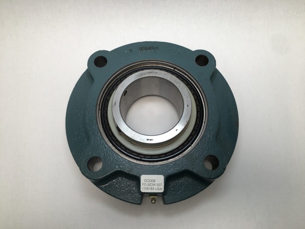 Flange Mount Ball Bearing - 3.4375 in Bore, 4 bolt, Cast Iron, Medium Duty, Non-Expanding.